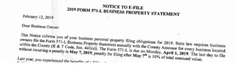 571-L SF Property Tax Statements for California Startups